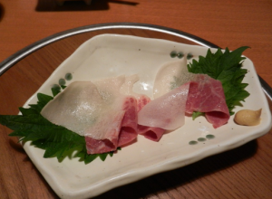 Tasty and healthy dolphin sashimi 